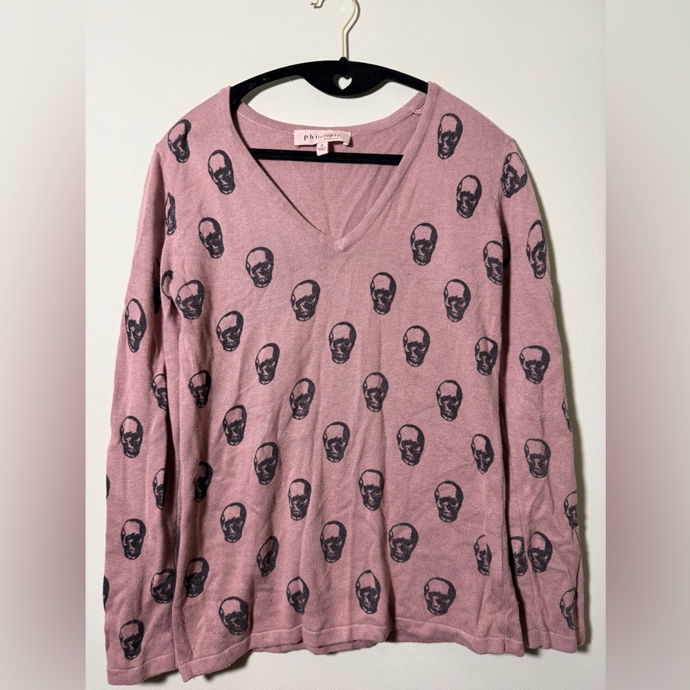 Philosophy Mauve Skull Knit Top